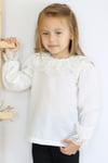 Parla Kids Kız Çocuk Ekru Dantel Detaylı Uzun Kollu Çıtçıtlı Bluz Gömlek Body, Body/Bluz – Parla Kids resmi ürün görseli