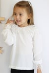 Parla Kids Kız Çocuk Ekru Dantel Detaylı Uzun Kollu Çıtçıtlı Bluz Gömlek Body, Body/Bluz – Parla Kids resmi ürün görseli