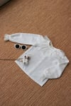 Parla Kids Kız Çocuk Ekru Dantel Detaylı Uzun Kollu Çıtçıtlı Bluz Gömlek Body, Body/Bluz – Parla Kids resmi ürün görseli