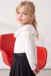 Parla Kids Kız Çocuk Ekru Uzun Kollu Bisiklet Yaka Fisto Detaylı Body Bluz, Body/Bluz – Parla Kids resmi ürün görseli