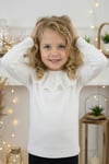 Parla Kids Kız Çocuk Ekru Uzun Kollu Bisiklet Yaka Fisto Detaylı Body Bluz, Body/Bluz – Parla Kids resmi ürün görseli
