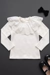 Parla Kids Kız Çocuk Ekru Uzun Kollu Bisiklet Yaka Fisto Detaylı Body Bluz, Body/Bluz – Parla Kids resmi ürün görseli