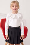 Parla Kids Kız Çocuk Ekru Uzun Kollu Bisiklet Yaka Fisto Detaylı Body Bluz, Body/Bluz – Parla Kids resmi ürün görseli