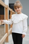 Parla Kids Kız Çocuk Ekru V Fırfırlı Uzun Kollu 29 Ekim Bluz Gömlek Body , Body/Bluz – Parla Kids resmi ürün görseli