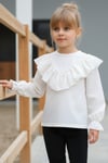 Parla Kids Kız Çocuk Ekru V Fırfırlı Uzun Kollu 29 Ekim Bluz Gömlek Body , Body/Bluz – Parla Kids resmi ürün görseli