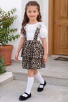 Parla Kids Kız Çocuk Helen Leopar Askılı Bağlama Jile 29 Ekim Elbise Ekru Dantel Kısa Kollu Bluz Abiye Takım, Elbise – Parla Kids resmi ürün görseli