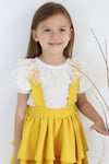Parla Kids Kız Çocuk Helen Sarı Askılı Kat Kat Bağlama Jile Elbise Dantel Detay Ekru Kısa Kollu Bluz Takım TKM-0181.4, Elbise – Parla Kids resmi ürün görseli