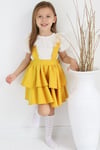 Parla Kids Kız Çocuk Helen Sarı Askılı Kat Kat Bağlama Jile Elbise Dantel Detay Ekru Kısa Kollu Bluz Takım TKM-0181.4, Elbise – Parla Kids resmi ürün görseli