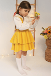 Parla Kids Kız Çocuk Helen Sarı Askılı Kat Kat Bağlama Jile Elbise Dantel Detay Ekru Uzun Kollu Bluz Takım TKM-0190.4, Elbise – Parla Kids resmi ürün görseli