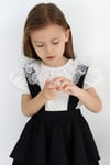 Parla Kids Kız Çocuk Helen Siyah Askılı Bağlama Jile 29 Ekim Elbise Ekru Dantel Kısa Kollu Bluz Abiye Takım, Elbise – Parla Kids resmi ürün görseli