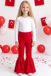 Parla Kids Kız Çocuk Kırmızı İspanyol Paça Yüksek Bel Lastikli Tayt Pantolon, Tayt/Pantolon – Parla Kids resmi ürün görseli