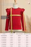 Parla Kids Kız Çocuk Kırmızı Omuz Fırfırlı Bisiklet Yaka Body Sweatshirt, Üst Giyim – Parla Kids resmi ürün görseli