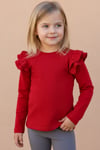 Parla Kids Kız Çocuk Kırmızı Omuz Fırfırlı Bisiklet Yaka Body Sweatshirt, Üst Giyim – Parla Kids resmi ürün görseli