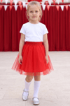 Parla Kids Kız Çocuk Kırmızı Tüllü Tütü Etek 23 Nisan 29 Ekim 10 Kasım Gösteri Kıyafeti Kostüm, Tayt/Pantolon – Parla Kids resmi ürün görseli