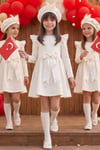 Parla Kids Kız Çocuk Krem Sofia Pamuklu Fiyonk Detaylı Yılbaşı Elbise Kep Abiye Takım, Elbise – Parla Kids resmi ürün görseli