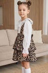 Parla Kids Kız Çocuk Leopar Elbise Helen Askılı Jile Dantelli Ekru Bluz Takım 23 Nisan 29 Ekim Gösteri Kıyafeti , Elbise – Parla Kids resmi ürün görseli
