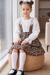 Parla Kids Kız Çocuk Leopar Elbise Helen Askılı Jile Dantelli Ekru Bluz Takım 23 Nisan 29 Ekim Gösteri Kıyafeti , Elbise – Parla Kids resmi ürün görseli