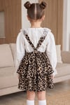 Parla Kids Kız Çocuk Leopar Elbise Helen Askılı Jile Dantelli Ekru Bluz Takım 23 Nisan 29 Ekim Gösteri Kıyafeti , Elbise – Parla Kids resmi ürün görseli