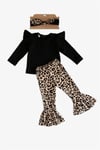 Parla Kids Dreiteiliges Set mit leopardenmuster langarm Oberteil Schlaghose und Haarband, Sets – Parla Kids resmi ürün görseli