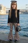 Parla Kids Dreiteiliges Set mit leopardenmuster langarm Oberteil Schlaghose und Haarband, Sets – Parla Kids resmi ürün görseli