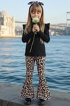 Parla Kids Dreiteiliges Set mit leopardenmuster langarm Oberteil Schlaghose und Haarband, Sets – Parla Kids resmi ürün görseli