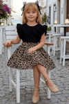 Parla Kids Kız Çocuk Leopar Kısa Kollu Fırfırlı Elbise Toka Takım, Elbise – Parla Kids resmi ürün görseli
