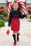 Parla Kids Kız Çocuk Luisa Siyah Dantelli Bluz Kırmızı Etek Alt Üst Takım 29 Ekim Gösteri Kıyafeti, Takım – Parla Kids resmi ürün görseli