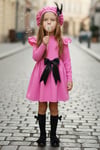 Parla Kids Kız Çocuk Pembe Sofia Pamuklu Fiyonk Detaylı Elbise Kep Abiye Takım, Elbise – Parla Kids resmi ürün görseli