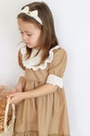 Parla Kids Kız Çocuk Ruby Kahverengi Fırfırlı Dantel Detaylı Kısa Kollu Elbise Bandana Takım ELB-0070.16, Elbise – Parla Kids resmi ürün görseli