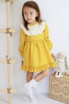 Parla Kids Gelbes Kleid Ruby mit Spitzendetails Rüschensaum und Haarband, Kleider – Parla Kids resmi ürün görseli