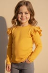 Parla Kids Kız Çocuk Sarı Omuz Fırfırlı Bisiklet Yaka Body Sweatshirt, Body/Bluz – Parla Kids resmi ürün görseli