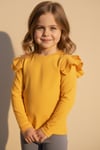 Parla Kids Kız Çocuk Sarı Omuz Fırfırlı Bisiklet Yaka Body Sweatshirt, Body/Bluz – Parla Kids resmi ürün görseli