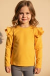 Parla Kids Kız Çocuk Sarı Omuz Fırfırlı Bisiklet Yaka Body Sweatshirt, Body/Bluz – Parla Kids resmi ürün görseli