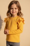 Parla Kids Kız Çocuk Sarı Omuz Fırfırlı Bisiklet Yaka Body Sweatshirt, Body/Bluz – Parla Kids resmi ürün görseli
