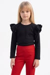 Parla Kids Kız Çocuk Siyah Fırfırlı Uzun Kollu Body, Body/Bluz – Parla Kids resmi ürün görseli