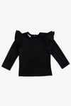 Parla Kids Kız Çocuk Siyah Omuz Fırfırlı Bisiklet Yaka Body Sweatshirt, Üst Giyim – Parla Kids resmi ürün görseli