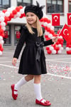 Parla Kids Kız Çocuk Krem Sofia Pamuklu Fiyonk Detaylı Yılbaşı Elbise Kep Abiye Takım, Elbise – Parla Kids resmi ürün görseli