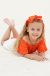 Parla Kids Kız Çocuk Sunny Turuncu Madonna Yaka Şortlu Bandana Alt Üst Takım, Takımlar – Parla Kids resmi ürün görseli