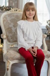 Parla Kids Kız Çocuk Velvet Uzun Kollu Fırfırlı Body Bluz İspanyol Kadife Tayt Pantolon Takım KIRMIZI, Takımlar – Parla Kids resmi ürün görseli