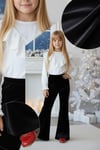 Parla Kids Kız Çocuk Velvet Uzun Kollu Fırfırlı Body Bluz İspanyol Kadife Tayt Pantolon Takım SİYAH, Takımlar – Parla Kids resmi ürün görseli
