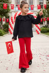 Parla Kids Kız Çocuk Yasmin Siyah Dantel Bluz Kırmızı İspanyol Tayt Takım 29 Ekim Gösteri Kıyafeti, Takım – Parla Kids resmi ürün görseli