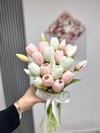 Pembe Beyaz Islak Lale Gelin Buketi | Soft Premium Tasarım