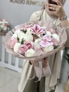 Rosalie Blush İsteme Buketi | Islak Lilyum Orkide Şakayık Gül