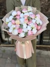 Soft Pembe Beyaz Şakayık Yapay Çiçek Buketi | Okaliptus Detaylı