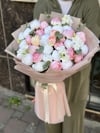 Soft Pembe Beyaz Şakayık Yapay Çiçek Buketi | Okaliptus Detaylı