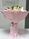 Soft Pembe Krem Tonlu Yapay Çiçek İsteme Buketi | Islak Lilyumlu