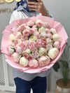 Soft Pembe Tonlu Gül ve Şakayık Yapay Çiçek İsteme Buketi