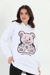 %100 Organik Pamuk Lady Teddy Bear Kapüşonlu Sweatshirt