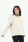 %100 Organik Pamuklu Oversize Sweatshirt V-Yaka