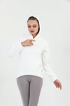Edelle Kapüşonlu Kanguru Cepli Basic Beyaz Kadın Sweatshirt